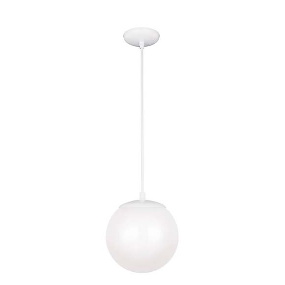 🩵Sea Gull Lighting 6018-15 Leo - Hanging Globe One-Light Pendant, White Finish - Picture 1 of 5